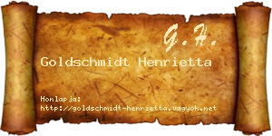 Goldschmidt Henrietta névjegykártya